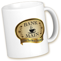 Bank & Main logo mug